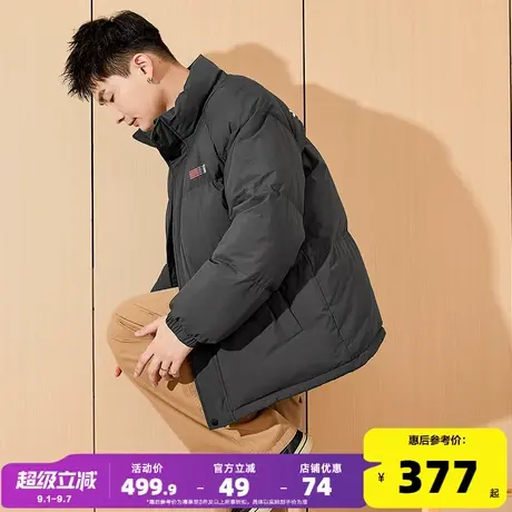 唐狮2024新款男生高蓬立领前胸后背印花装饰羽绒服美式复古潮流商品大图