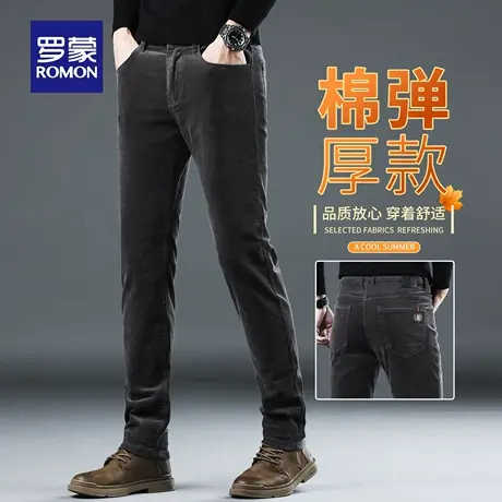 罗蒙灯芯绒男士休闲裤2025秋冬商务百搭长裤加绒弹力直筒裤子N1Z商品大图