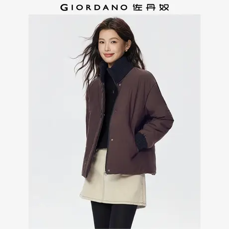 佐丹奴美拉德风夹克女秋冬新款棉服拼接撞色立领棉衣外套05375720商品大图