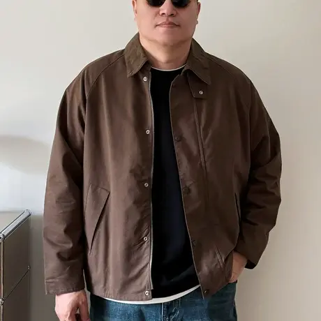 DAEVU大码男装秋季加肥加大男士短款灯芯绒翻领复古休闲夹克外套商品大图
