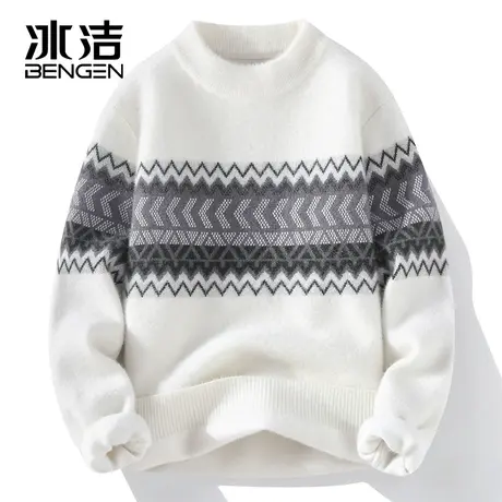 冰洁毛衣慵懒高级感男秋冬线衣2023水貂绒情侣新款半高领针织衫ZC商品大图