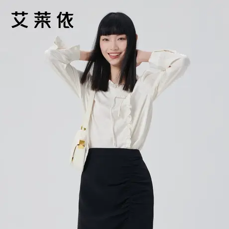 艾莱依商场同款白衬衫上衣女春秋款设计感小众今年流行的爆款春装图片