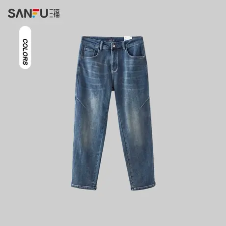 三福2023冬男士时尚解构设计牛仔裤 学院风休闲直筒长裤478786图片