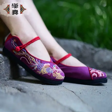 汉舞民族风布鞋秋季绣花布鞋女时尚圆头单鞋复古平跟浅口女鞋火舞商品大图