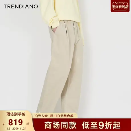 TRENDIANO官方灯芯绒复古宽松休闲直筒裤长裤男2023新款秋季图片