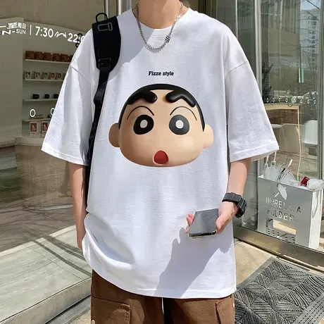 重磅2024新款短袖t恤男夏季日系宽松纯棉情侣体恤半袖休闲潮流ins商品大图