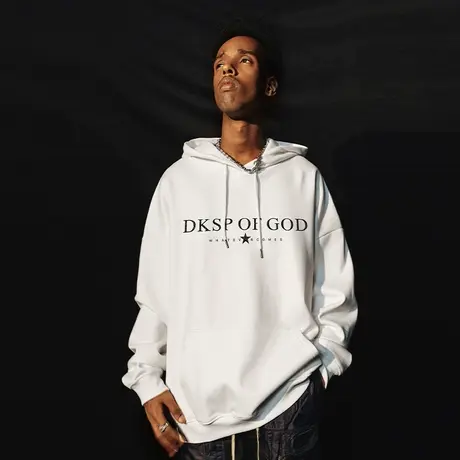 Nuthink美式简约加绒加厚字母卫衣男春秋款潮牌宽松大码男装外套商品大图