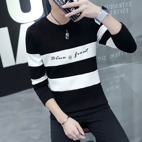 长袖t恤男2025年新款秋季打底衫棉感体恤韩版卫衣秋衣内搭上衣服商品大图