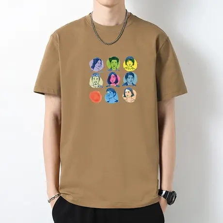 重磅纯棉短袖t恤男夏季宽松液氨长绒棉潮牌印花圆领体恤全棉半袖商品大图