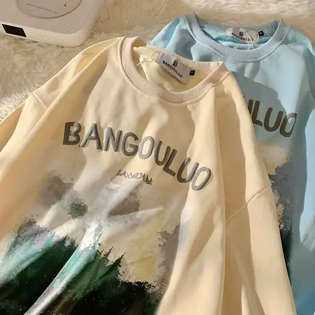 美式复古卫衣女2021宽松韩版ins设计感小众春秋薄款bf慵懒风外套商品大图