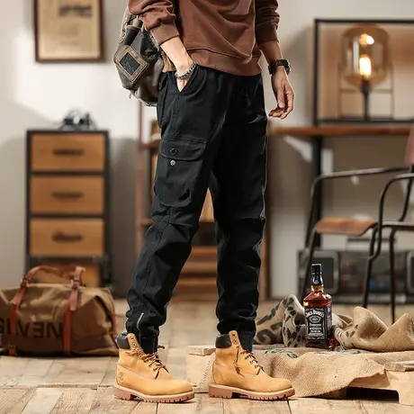 时尚舒适男潮流裤子时尚束脚工装重磅水洗工装裤裤百搭休闲裤男款商品大图