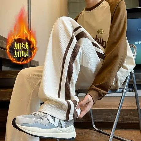 灯芯绒美式复古裤子男款秋冬季高街vibe加绒潮牌直筒运动休闲长裤商品大图