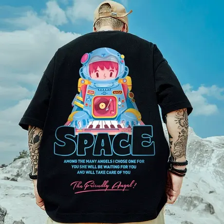 个性hiphop高街加肥加大潮牌短袖男潮ins胖子宽松半袖潮男T恤夏季图片