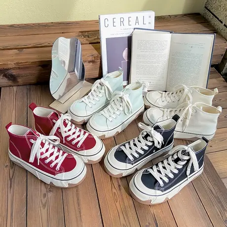 2023夏季新款蛋壳鞋高帮小众设计休闲韩版帆布鞋女学生休闲运动鞋商品大图