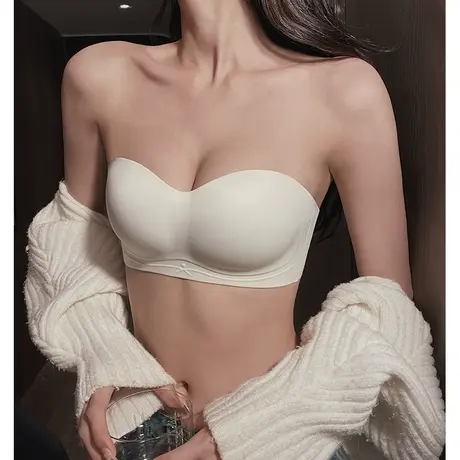 无肩带内衣女防滑小胸聚拢显大抹胸裹胸无痕秋冬新款文胸罩无钢圈商品大图