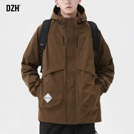 男士连帽外套男款工装夹克男潮2024年春季新款上衣男装宽松冲锋衣商品大图