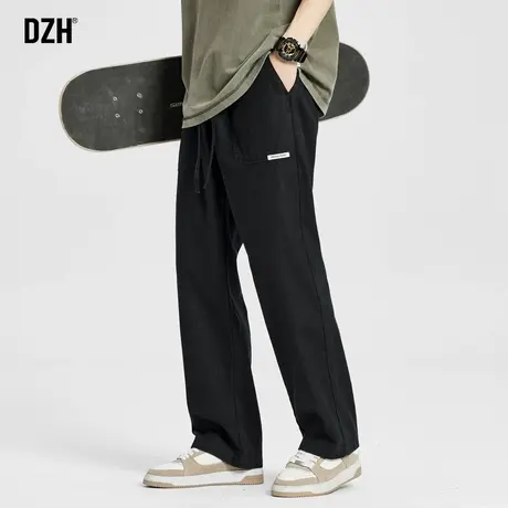 男生黑色运动裤男直筒宽松裤子2024年春季纯棉休闲裤直筒裤伐木裤商品大图