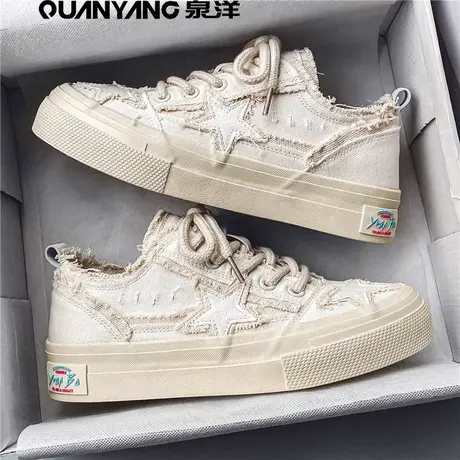 泉洋帆布男鞋春季潮牌百搭休闲小白板鞋小众原创运动软底布鞋潮鞋商品大图