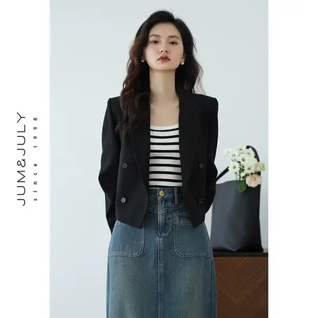 嘉茱莉春季新款薄款休闲西装外套女小个子西服上衣短款女士西装商品大图