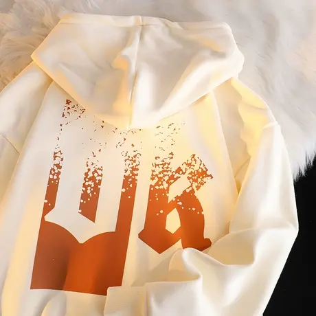 oversize连帽卫衣女秋冬加绒加厚ins潮牌国潮设计感宽松大码外套商品大图