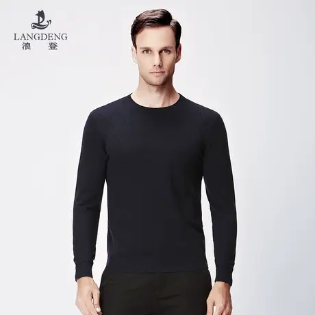 浪登男士羊毛T恤男2022秋冬内穿中老年宽松休闲打底针织衫毛衣男商品大图