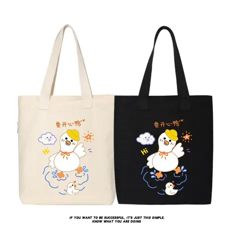 秀洛卡通动漫开心鸭帆布包单肩包斜挎包手提包托特包购物袋手拎包商品大图