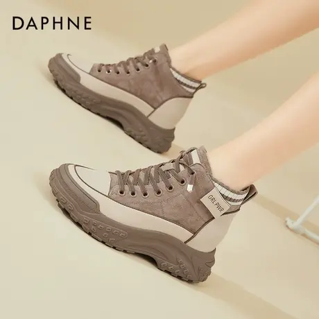 达芙妮厚底高帮鞋女2023秋季新款复古百搭内增高小众运动休闲鞋图片