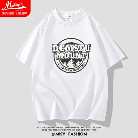 字母印花280g重磅短袖t恤男美式潮流小众设计感纯棉内搭宽松上衣商品大图