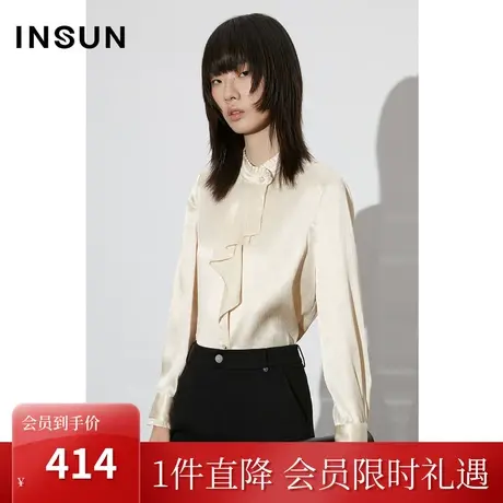 恩裳COVER2023早春新款立裁荷叶边设计竖纹肌理感衬衫图片