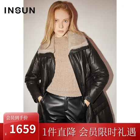 恩裳COVER冬季2022时尚水貂毛领绵羊皮收腰保暖羽绒皮草女装商品大图