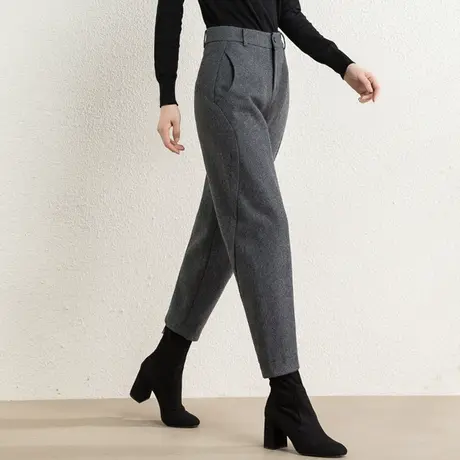 冬季毛呢裤子女秋冬萝卜裤妈妈羊毛女裤2023新款冬哈伦呢子灯笼裤商品大图