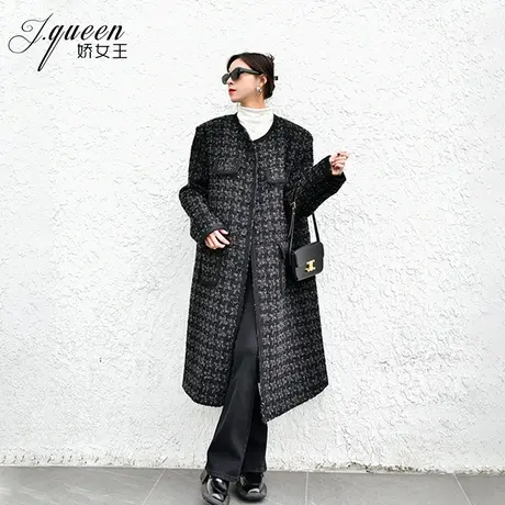 小香风毛呢外套女秋冬新款法式复古时尚高级感中长款加厚呢子大衣商品大图