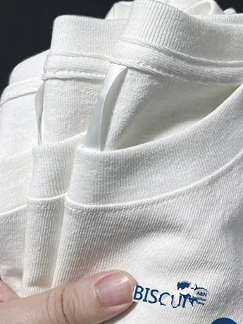 白色仿棉短袖t恤女夏季宽松大码女装小众潮牌设计感正肩体恤上衣商品大图