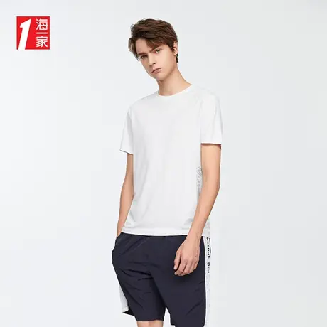 海一家运动休闲短T新款舒适透气字母印花圆领短袖T恤男商品大图