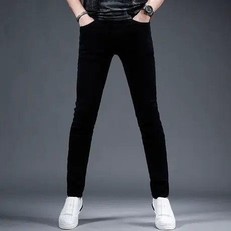 纯黑色牛仔裤男2023夏季新款修身小脚男士弹力百搭潮流薄款裤子男商品大图