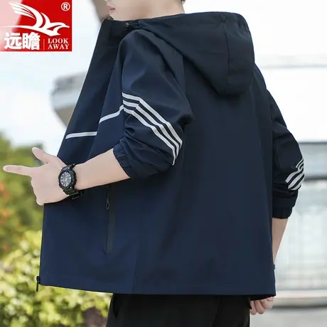 男士夹克外套春秋季2023新款户外短款上衣连帽工装休闲冲锋衣男款商品大图