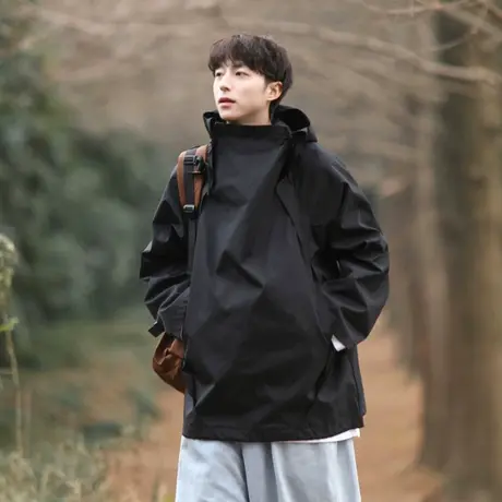 登山服冲锋衣外套男女款春秋季山系工装防水防风潮牌美式高街夹克商品大图