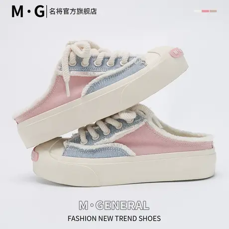 小众原创设计牛仔帆布鞋女2023年夏季新款透气半拖一脚蹬百搭布鞋图片