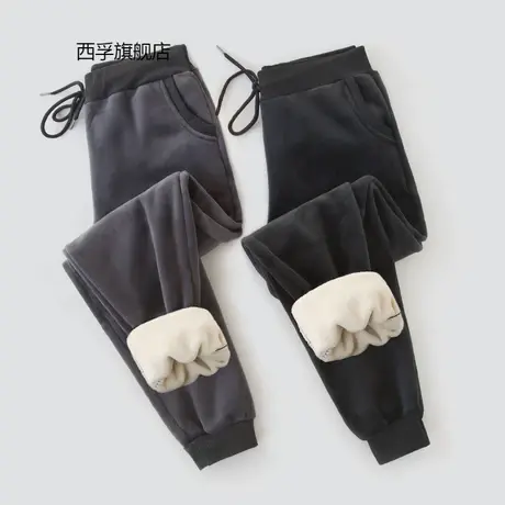 超柔套装运动裤女秋冬季加绒加厚外穿棉裤卫裤宽松束脚休闲裤子图片