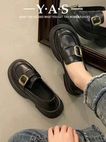 厚底英伦风乐福鞋女2024春秋新款玛丽珍一脚蹬小皮鞋jk制服单鞋子商品大图