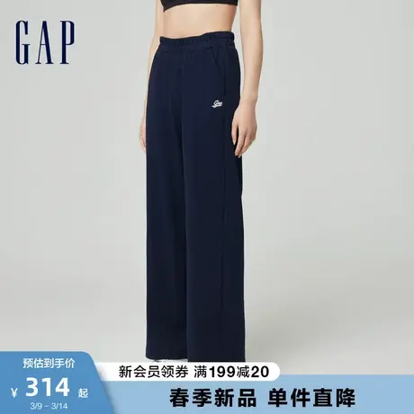 Gap女装2024春季新款刺绣logo针织运动卫裤宽松休闲阔腿裤888460图片