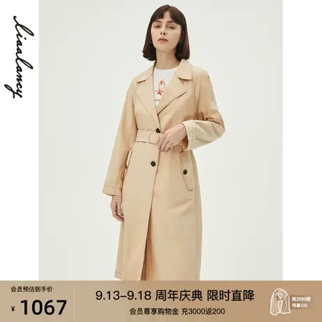 俪雅真丝棉质风衣外套女商场同款春秋季新款气质中长款大衣女图片
