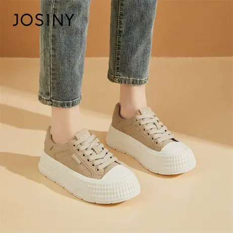 Josiny/卓诗尼板鞋女2024新款春季厚底舒适内运动休闲增高小白鞋商品大图