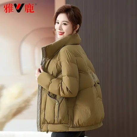 雅鹿官方中老年人短款羽绒服女2023新款40岁妈妈冬装时尚立领外套图片
