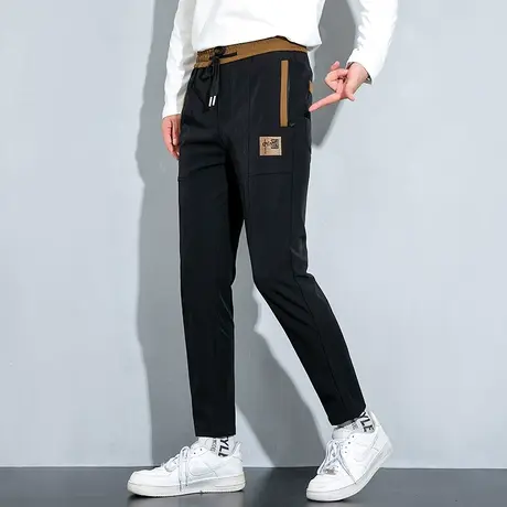 男士潮流裤子纯色夏季薄款男款国潮牌修身直筒锥形运动休闲长裤男商品大图