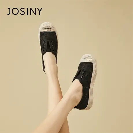 Josiny/卓诗尼渔夫鞋女2024新款春季透气平底女鞋一脚蹬休闲网鞋商品大图