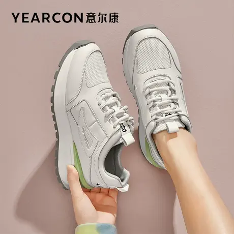 意尔康女鞋2022秋季新款真皮休闲鞋女厚底百搭运动德训鞋女士单鞋商品大图