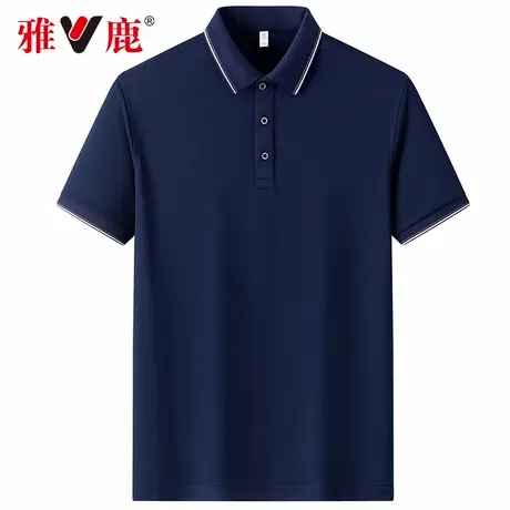 雅鹿男士时尚休闲短袖2024夏季新款简约商务经典翻领POLOT恤衫商品大图