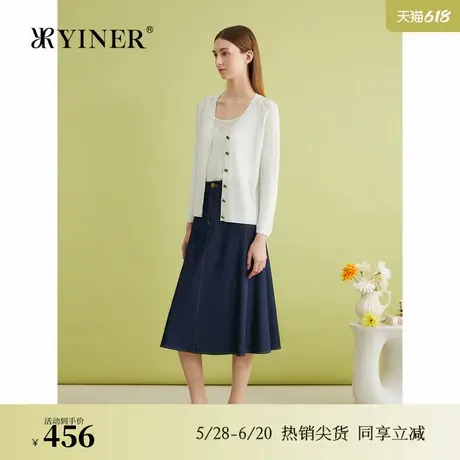 【天丝系列】YINER音儿专选夏季法式短款V领亮丝针织开衫图片