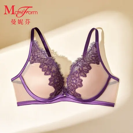 曼妮芬性感蕾丝内衣舒适软钢圈小胸聚拢文胸女士胸罩20812309商品大图